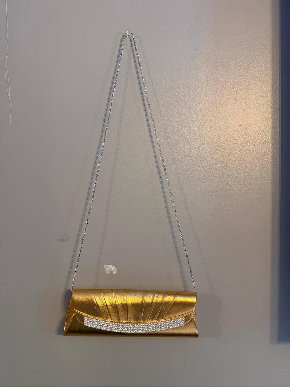Gold Evening Clutch with Rhinestone Accent